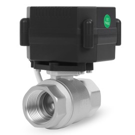 movafaFH 3/4" Motorized Ball Valve - 2 Wire Auto Return Electric Water Valve with Full Port, 9-24V AC/DC Automatic Ball Valve,Stainless Steel,Normally Closed
