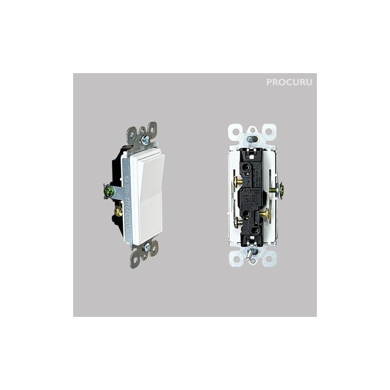 [4-Pack] PROCURU 3-Way Decorator Paddle Rocker Light Switch, 3-Wire, Grounding