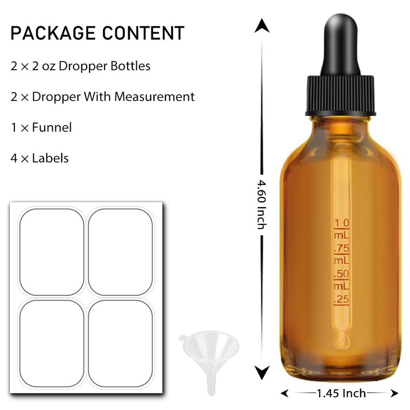 Bumobum 2 oz Clear and Amber Bottle, 2 pack Glass