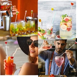 Kiwocaro Cocktail Stirrers, Cocktail Swizzle Stirrer Sticks Acrylic Clear Shafts Cocktail Drink Stirrers for Bars Cafes, Party Favor