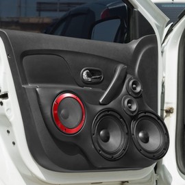 MACHSWON Car Audio Speaker Grill Cover Mesh Metal Woofer Decorative Horn Guard Circle Grille 7.28 Inch Protector Red