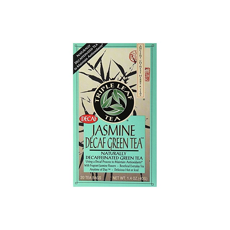 Triple Leaf Tea Jasmine Green Tea, Decaffeinated, 20 Count
