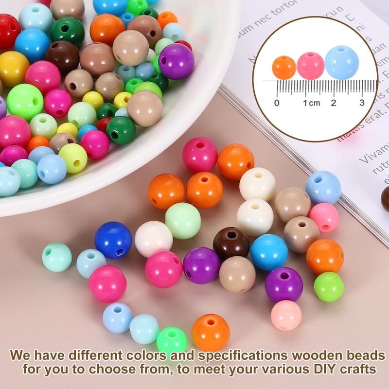 sourcing map 100pcs Orange Acrylic Round Beads 8mm Loose Bead