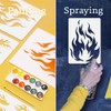 2Pcs Flame Wall Stencil Templates 29.7 x 21cm Reusable Plastic
