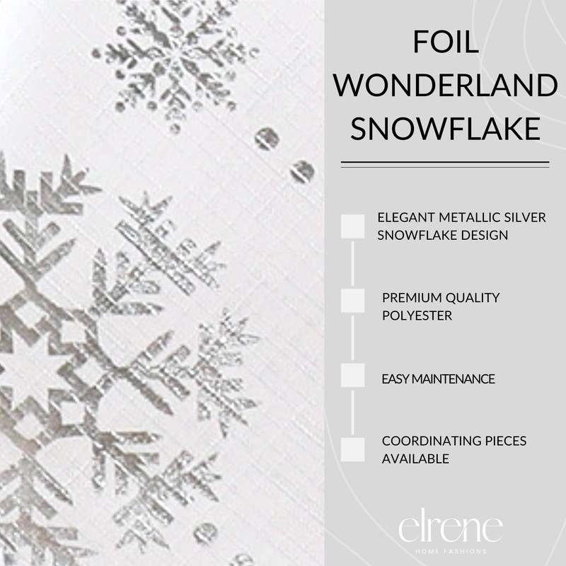 Elrene Home Fashions Wonderland Snowflake Metallic Foil Printed Fabric Holiday/Christmas
