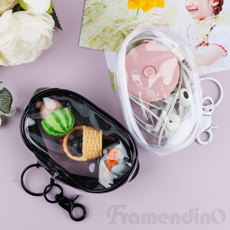 Framendino, 4 Pack Clear Makeup Bag Mini for Women Keychain