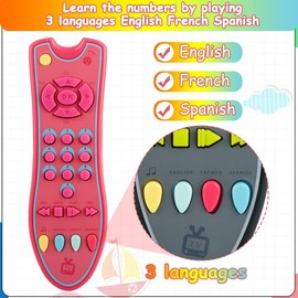 KECOLNA 1 Year Old Girl Gifts,Kids Musical TV Remote Control Toy with Light and Sound - Best Educational Toy for 1+ Year Old Boy and Girl, Pink, 0/1 UK Child Wide