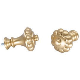 Meriville 1" Diameter Telescoping Double Window Treatment Curtain Rod, 66" to 120", Chateau Urn Finials, Royal Gold Finish