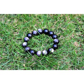 Gold Obsidian Bracelet Silver Obsidian Bracelet, Tiger Eye Bead Bracelet, available in 12mm and 14mm sizes for men and women., 14mm, Crystal, crystal