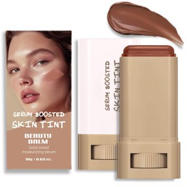 Foundation Stick Beauty Balm Serum Boosted Skin Tint, Serum Boosted Skin Tint Balm, Solid Tinted MoisturizingSerum ContourStick Foundation FaceStick, Longwear ContourStick, Natural Finish（02,S)
