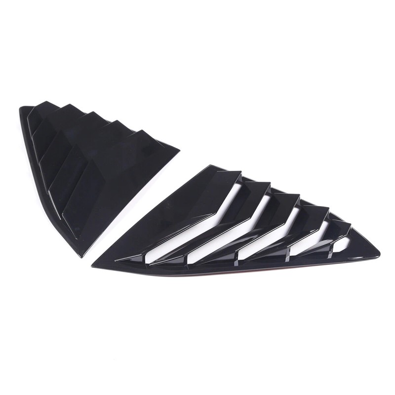car-attention Gloss Black Side Window Louver Shutter Cover Trim 2pcs