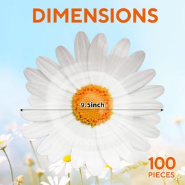 Yicentdp 100 Pack Daisy Floral Paper Plates Flower Disposable Dinner Plates 9.5 Inch Spring Summer Tableware for Boho Groovy Birthday Wedding Baby Shower Party Supplies (White)