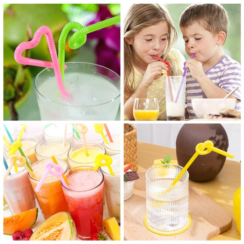 HANSGO 360PCS Drinking Straws Flexible, Plastic Drinking Straws Disposable Colorful