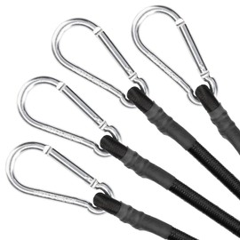 ZHOUBIN 48 Inch Black Bungee Cords with Carabiner Hooks
