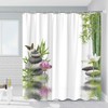 Zen Shower Curtain Green Bamboo Spa Garden Stone Meditation Japanese