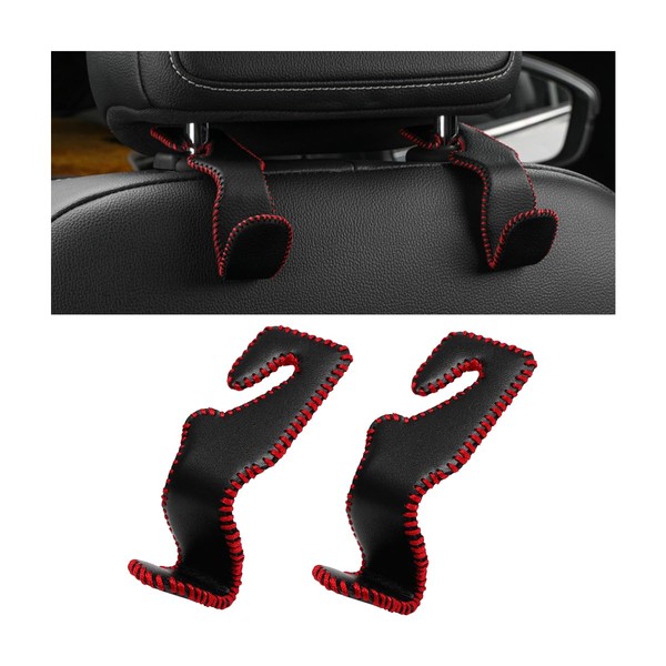 Mandark 2PCS Car Seat Headrest Hooks, Leather Vehicle Seat Back