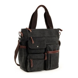 2-Way Canvas Tote Bag for Men (Black)
