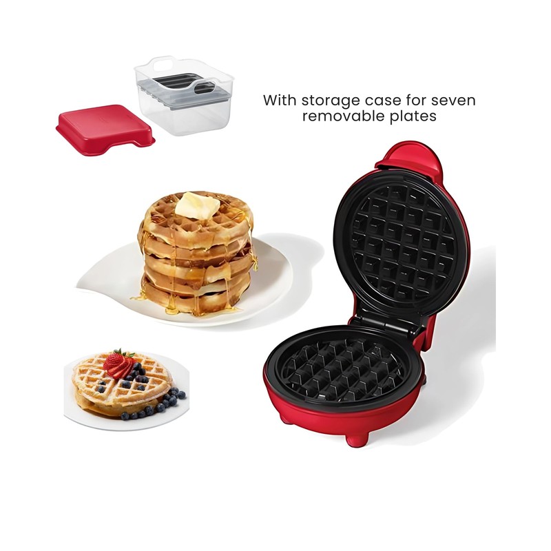 Mini Waffle Maker with Removable Interchangeable Plates. Best for Waffle