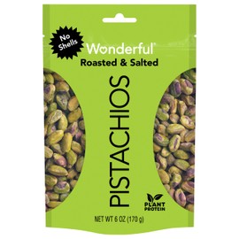 Wonderful Pistachios, Pistaches Sin Cáscara, Tostado Con Sal, 170g, Bolsa Resellable, Snack