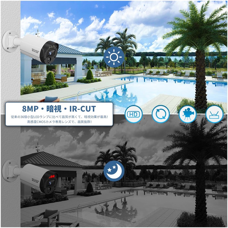 [8 Megapixels, Two-way Calling, 130° Ultra Wide Angle] Security Camera,