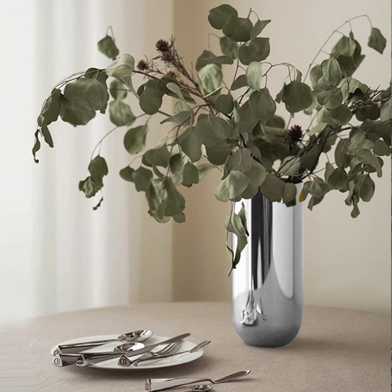 Metal Vase, Stainless Steel Decorative Flower Vase Centerpiece for Home