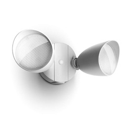 LUTEC 6222W-D2D 3500 Lumen 32 Watt Dusk to Dawn Dual-Head Flood Light Outdoor Waterproof Exterior Security Wall Light, Full Metal Design Floodlight for Patio, Garden, Yard-White