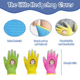 ZesNxj 3 Paar Gartenhandschuhe Kinder, Rutschfeste Arbeitshandschuhe Kinder, Niedliche Stichel Kinder Arbeitshandschuhe für Gartenarbeit und Mehr (Mehrfarbige)