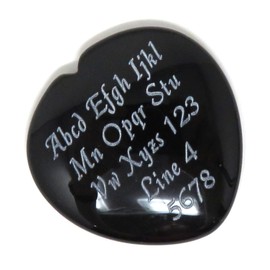 Innovative Surface Art Worry Stone Heart - 40mm or 1.57 inches - Engraved on one Side - Worry Divot on The Other Side - Valentines - Love - Gifts - Pocket (Black Agate)