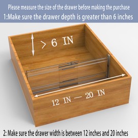 SPEREELER 5 Pack 6" High Adjustable Drawer Dividers for Clothes,Expandable From 12-20" Clear Drawer Organizers, PC Plastic Separators for Dresser/Bedroom/Bathroom/Kitchen/Office Storage