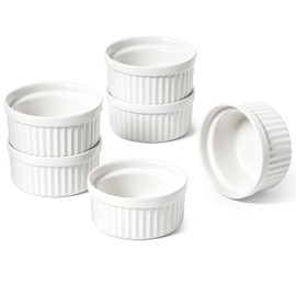 LE TAUCI Sauce Cups 2 OZ, Small Dipping Bowls, Mini Ceramic Ramekins Souffle Dishes, Sauce Dip Bowls for Charcuterie Boards, Microwave & Oven Safe, Set of 6, White
