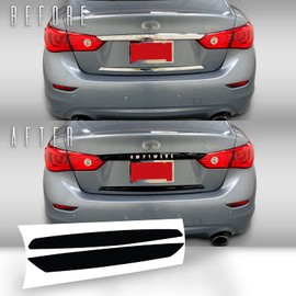 Gomu Trunk Trim Chrome Delete Blackout Precut Vinyl Wrap Overlay Kit Compatible with Infiniti Q50 2014 2015 2016 2017 - Metallic Matte Chrome Black