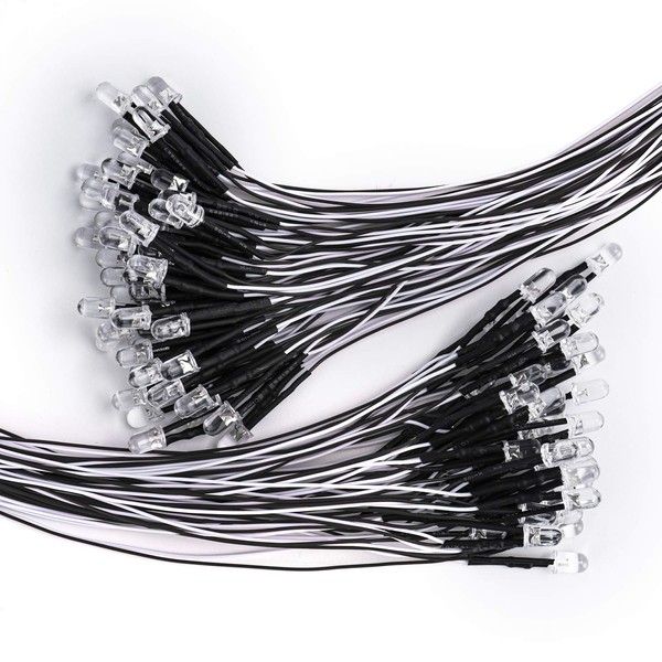 DiCUNO 5 mm LED Diodes with Cable, 24-25 cm Pre-Wired