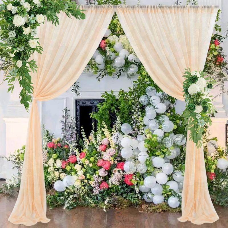 Backdrop Curtain Champagne 1.5x2.15m Yarn Durable Backdrop Drape for Wedding