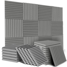 12/24/48PCS 12"X12"X1" Acoustic Foam Panel Wedge Studio Soundproofing Wall Tiles,20KG/m³Density,For Reading Room Meeting Room Study Library Club Cinema Music Studio Recording - Colour: 24Pack Gray