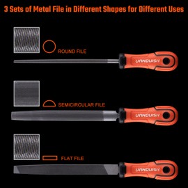 VANQUISH 3 Pieces File Sets with Mill/Round/Half-round Bastard and Bi-material Handle 3851