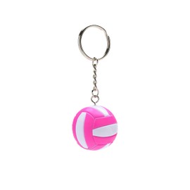 Tandem Sport Volleyball Key Chain - Mini Volleyball On Key Ring - Pink and White Volleyball Keychain for Backpacks, Gym Bags, Purses - Volleyball Themed Party Supplies - Gift for Volleyball Players