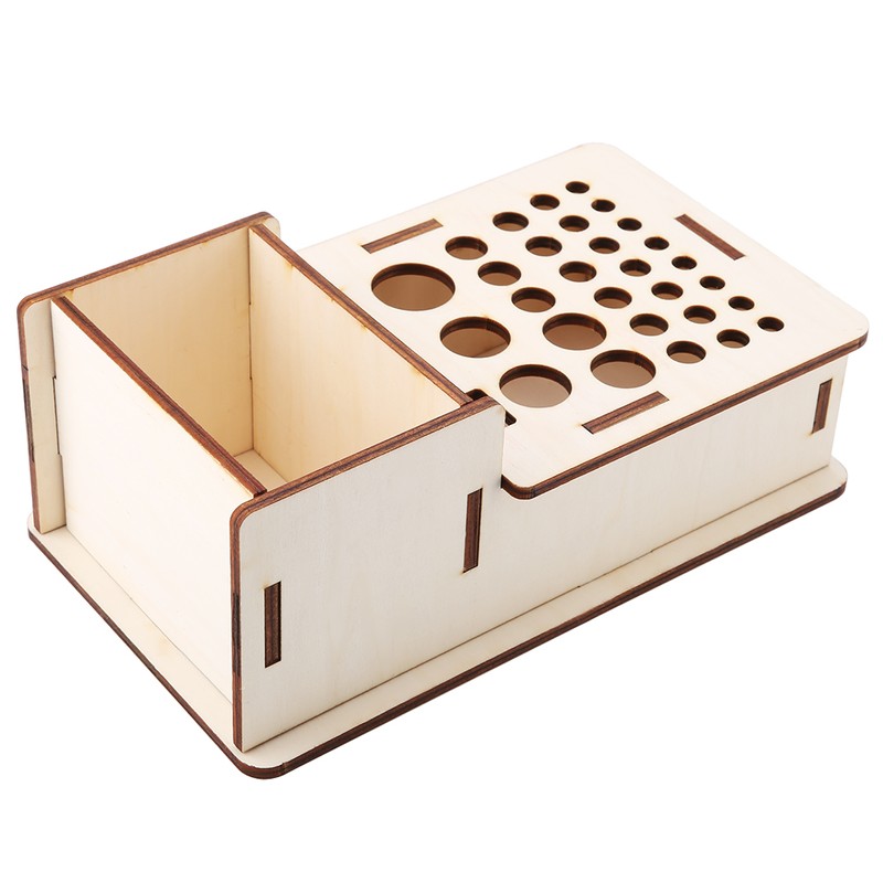 Multi Hole DIY Craft Tool Storage Wooden Holder Basswood Leather