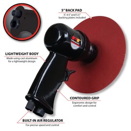 Performance Tool M573DB 5-Inch High Speed Sander with Adjustable Speed Control and Dust Collection System for Efficient Sanding and Polishing Jobs