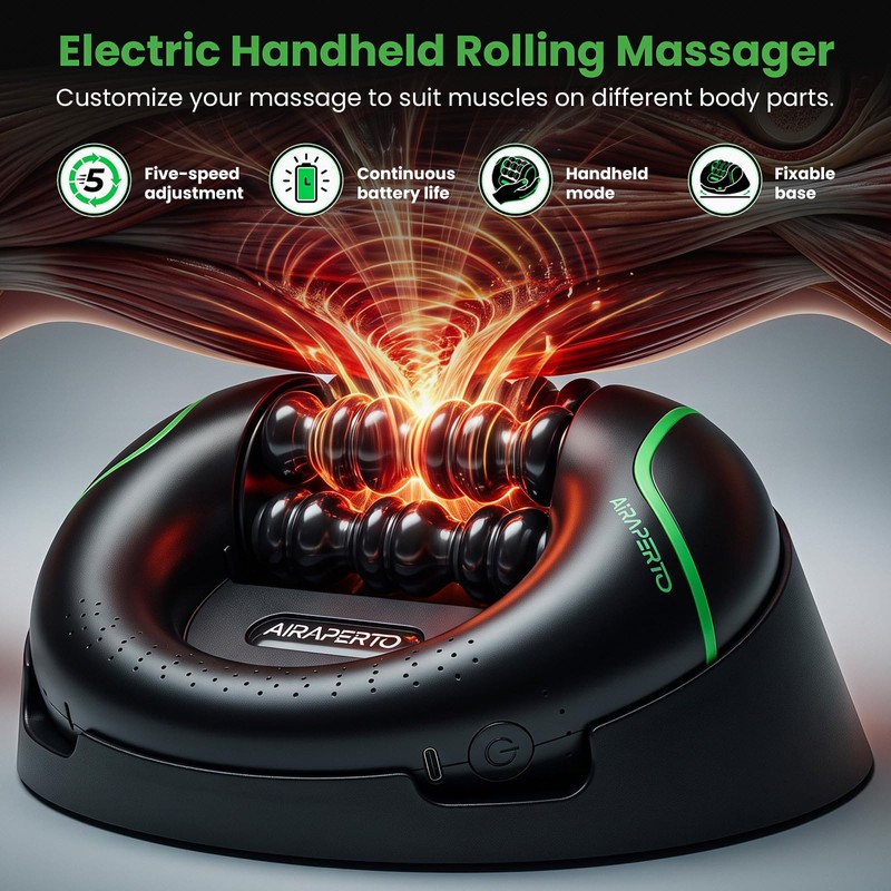 Electric Muscle Roller with Hands-Free Dock, Rolling Massager