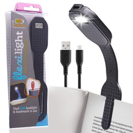 Gifts for Readers & Writers Bookmark Reading Light Black - 2in1 Clip On Bookmark Mini Light for Reading in Bed, Rechargeable Night LED Lights, 20 Lumen