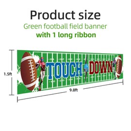 Large Football Themed Birthday Party Banner, Super Bowl Sunday Game Day Sports Fan Supplies, Football Photo Backdrop Hanging Decorations （9.8 x 1.6 ft)