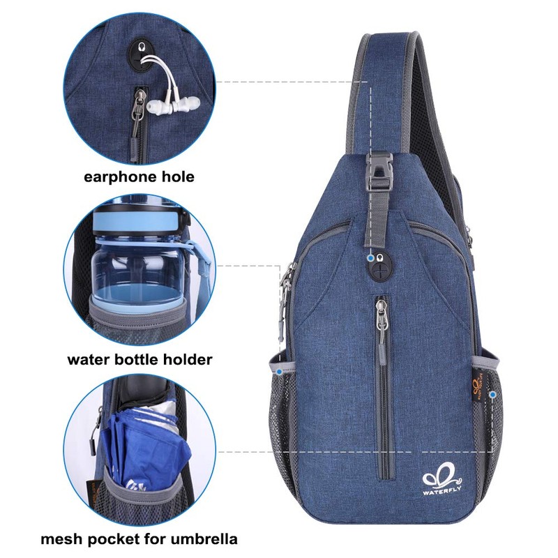 WATERFLY Sling Backpack Sling Bag Shoulder Backpack Shoulder Bag Adjustable