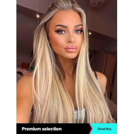 28 Inch Rooted Color Long Straight Lace Front Wigs for Women, Gorgeous Fluffy Wigs without Bangs, Synthetic Hair Lace Front Wigs for Party, Daily Use