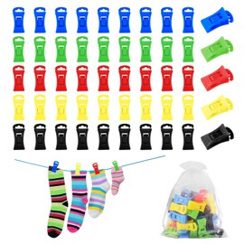 Sock Clips for Washing Machine and Dryer Set, 50 Pieces Colourful Sock Clips with 1 Storage Bag, Non-Slip Sock Clip with Hook, Sock Holder, Socks Washing Organiser, Sock Sorter
