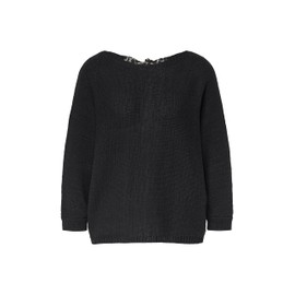 comma Cotton Jumper with Leo Bow Detail on Back, black, 36