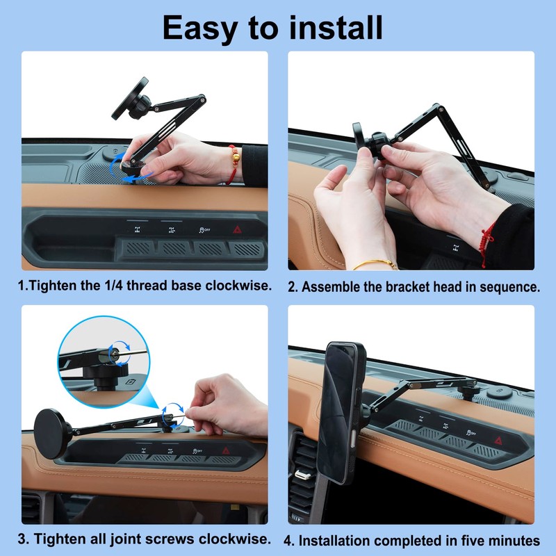 ANKEWAY Wireless Charging Phone Mount for Ford Bronco 2021-2026 2/4
