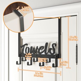 SWTYMIKI Over Door Hooks, Over Door Hanger Without Drilling, Door Hoooks, Heavy Duty Over Door Coat Hooks with 7 Hooks for Hanging Coats, Towels,Clothes, for Bedroom, Bathroom, Living Room