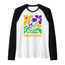 Mardi Gras Carnival Beads New Orleans French Festival Parade Raglan Baseball Tee