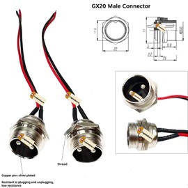 Lsgoodcare 2Pcs GX20-2Pin Female 2Pcs Male Aviation Connector Power Cable Electrical Terminal Socket with Cable Aviation Connector Plug 20MM 2Pin 10A Socket ﻿