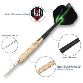 Steel Tip Darts Set 19 Grams (12 Pack), PVC Dart Shafts & Dart Flights & Brass Barrels, Perfect for Every Rec Room, Man Cave, Bar and Game Room